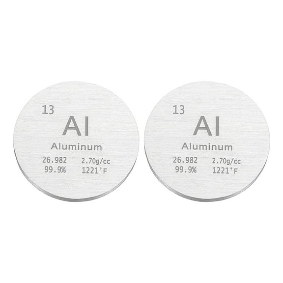 Uxcell 2Pcs Aluminum Disc, 1 inch Al Density Circle Sheets Plates High Density Element Cube Unique Metal Periodic Table for Collections Lab Experiment Chemistry Teacher Scientific
