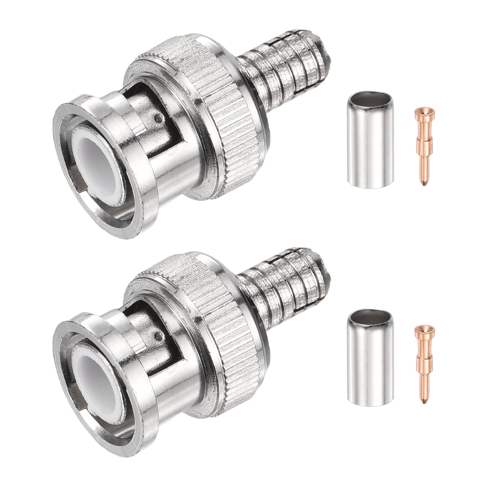 Uxcell 2Pcs BNC Male Connector 50 Ohm Coaxial Compression Crimp Plug ...