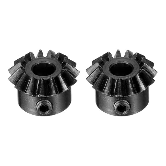 Uxcell 2Pcs Bevel Gear Tapered Bevel Pinion Gear 0.8 Module for Hardware Mechanical Rotation 45# Steel, 15T, 4mm Hole