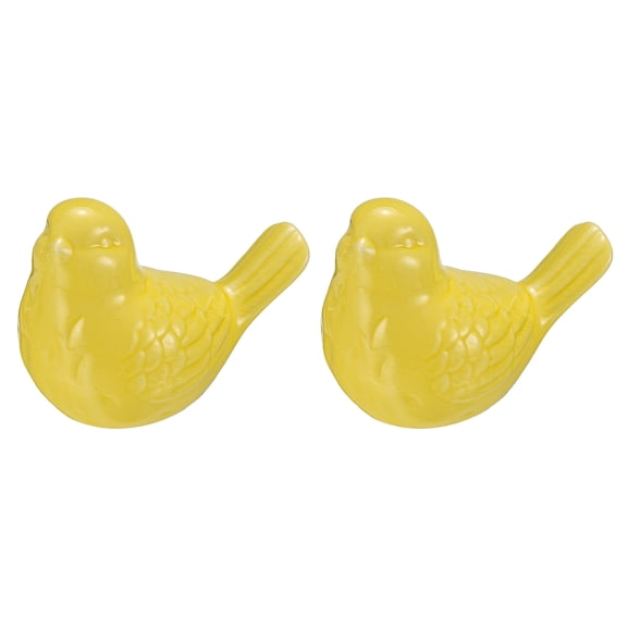 Uxcell 2Pcs Bird Statues, 3.9 Inch Small Ceramic Birds Figurines Bird for Home Decor Modern Home Small Animal Statues for Office Bookshelf Bedroom Living Room, Yellow