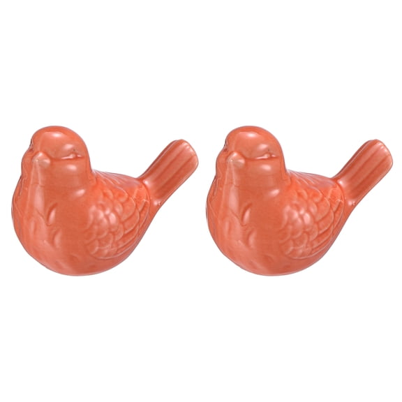 Uxcell 2Pcs Bird Statues, 4.1 Inch Small Ceramic Birds Figurines Bird for Home Decor Modern Home Small Animal Statues for Office Bookshelf Bedroom Living Room, Red
