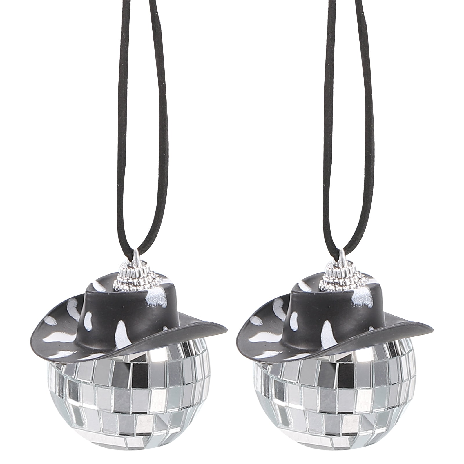 Uxcell 2Pcs Black White Disco Ball Car Accessory Bling Disco Mirror