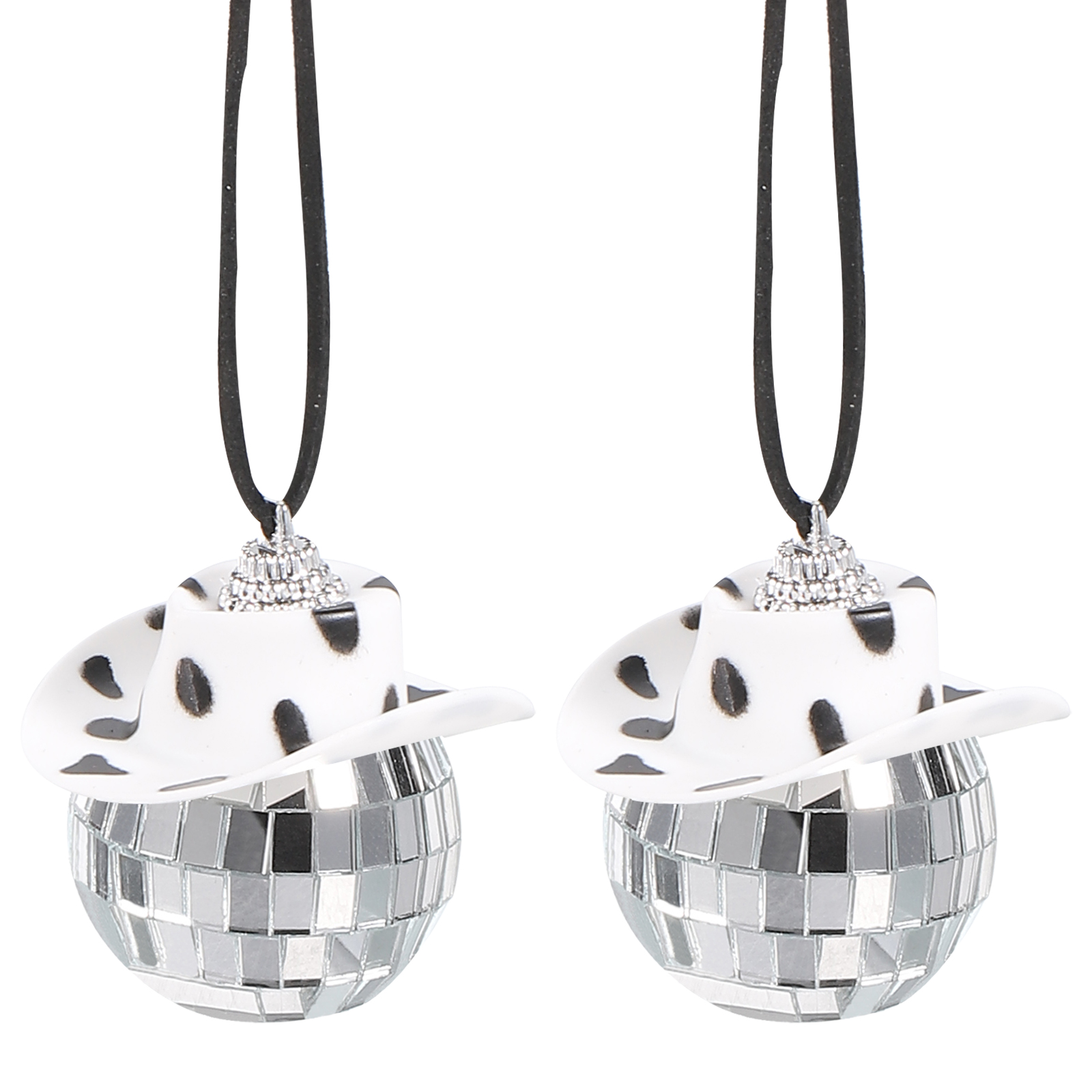 Uxcell 2Pcs Black,White Disco Ball Car Accessory Bling Disco Mirror