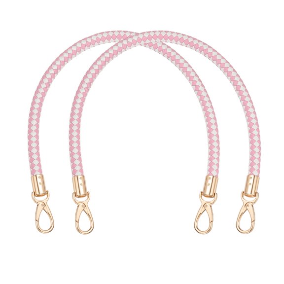 Uxcell 2Pcs Braided Purse Straps 40cm / 15.7" PU Leather Handbag Handles, Pink-White