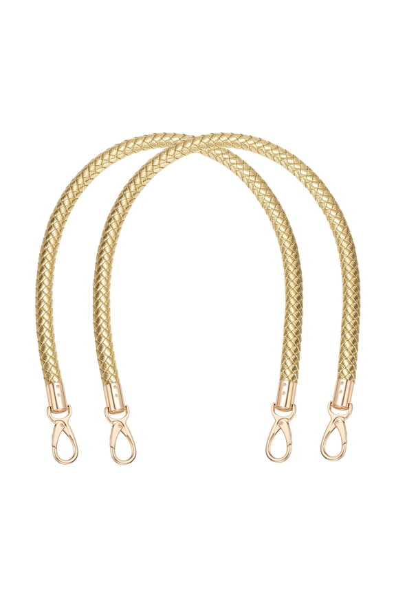 2Pcs Braided Purse Straps 60cm / 23.6" PU Leather Handbag Handles, Golden