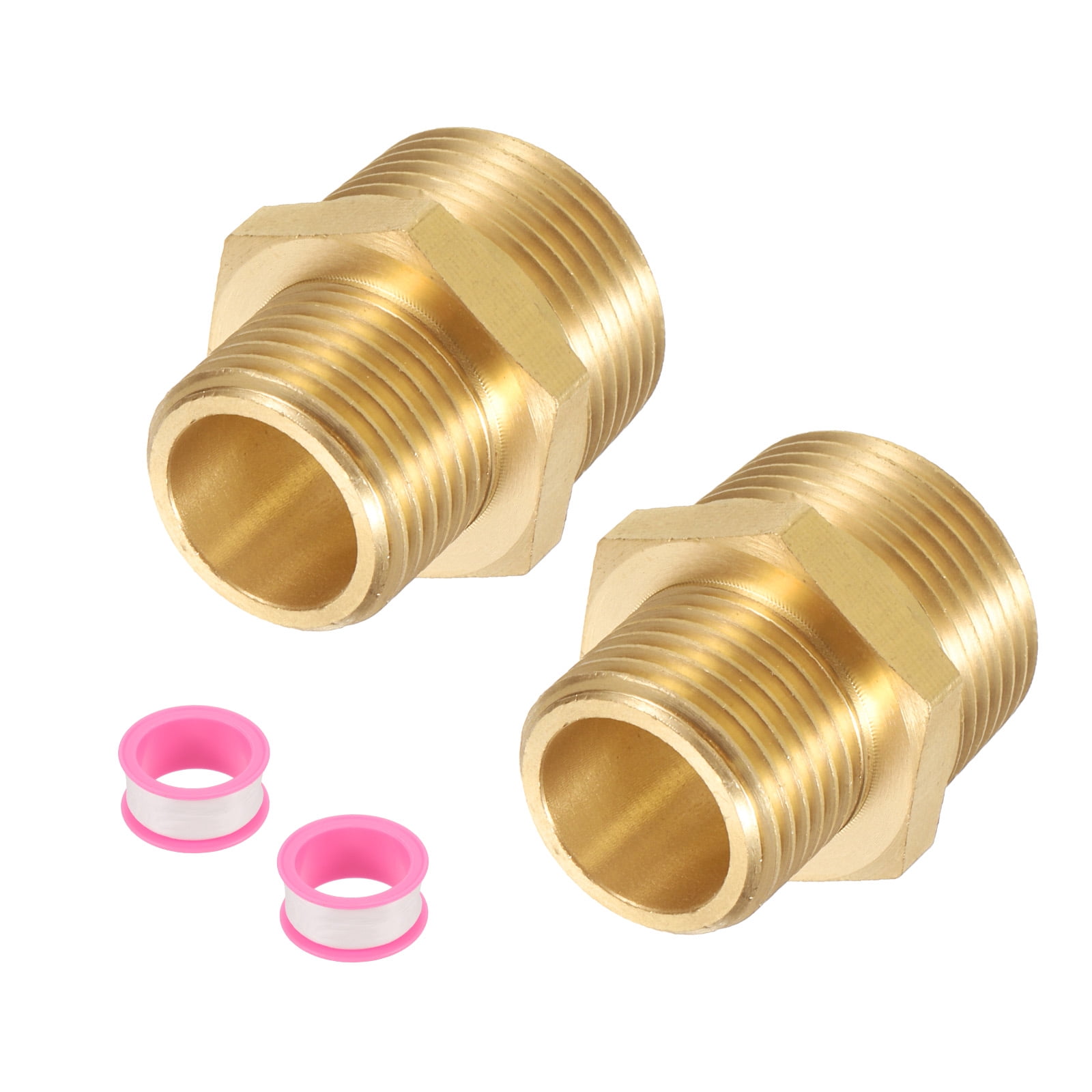 Joywayus Brass Pipe Fitting Connector - 1/2" X 1/2" Female Thread Hex Nipple, Pack Of 3