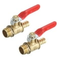 thumbnail image 1 of 2Pack Brass Water Mini Ball Valve Shut Off Switch, G1/4" Male x 5/16" Hose Barb, 180 Degree, 1 of 7