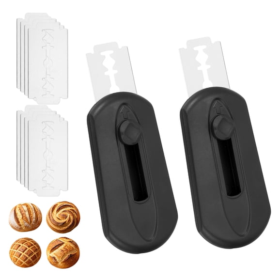 Uxcell 2Pcs Bread Lame, Sourdough Scoring Tool Professional Bread Knife with Extractable & Magnetic & 5 Blades Scoring Knife for Toast Baking Homemade Bread, Oval Shape/Black