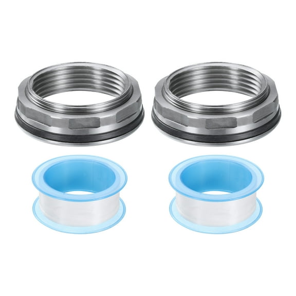 Uxcell 2 Pcs Silver Bulkhead Fitting 1-1/4" Female 304 Stainless Steel Water Tank Connector Water Tank Adapter