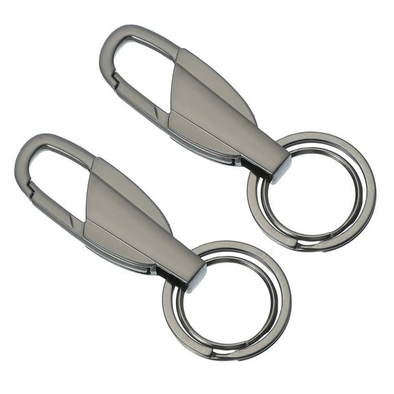 Uxcell 2Pcs Car Key Chain Keychain Key Fob Holder Car Key Accessories Dark Gray