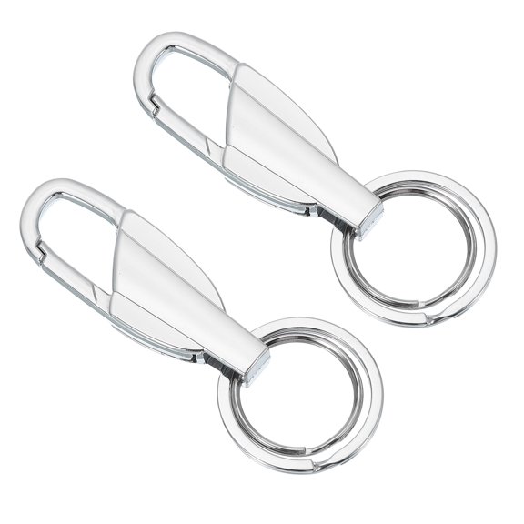 Uxcell 2Pcs Car Key Chain Keychain Key Fob Holder Car Key Accessories Silver