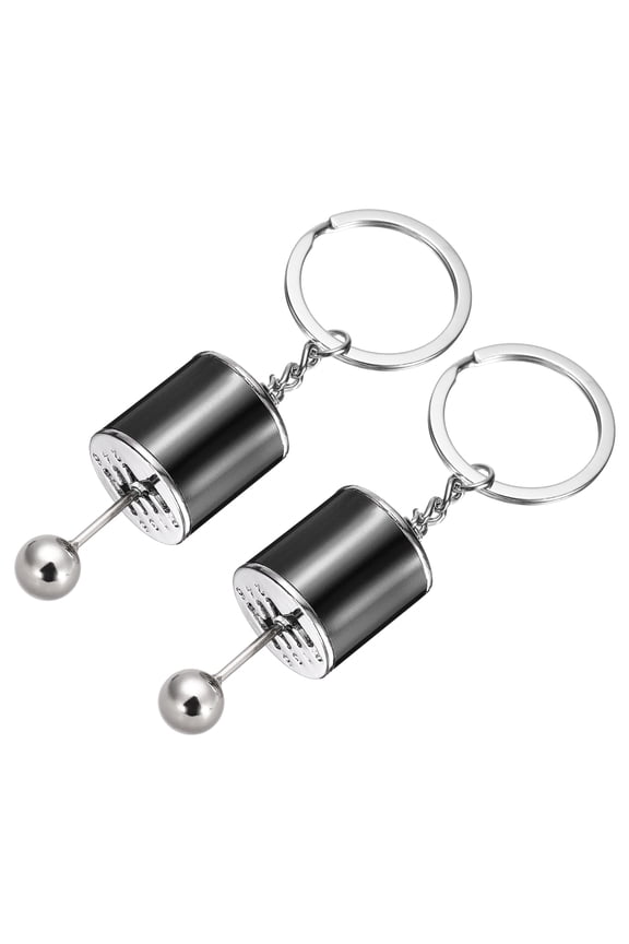 2Pcs Car Shifter Gear Keychain Manual Transmission Auto Parts Key Chains Shift Lever Keyring Speed Gear Box Key Fob Fit Men Women for Trucks Bikes, Black