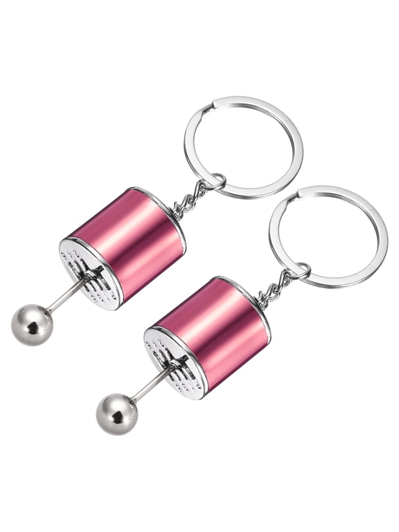 2Pcs Car Shifter Gear Keychain Manual Transmission Auto Parts Key Chains Shift Lever Keyring Speed Gear Box Key Fob Fit Men Women for Trucks Bikes, Red