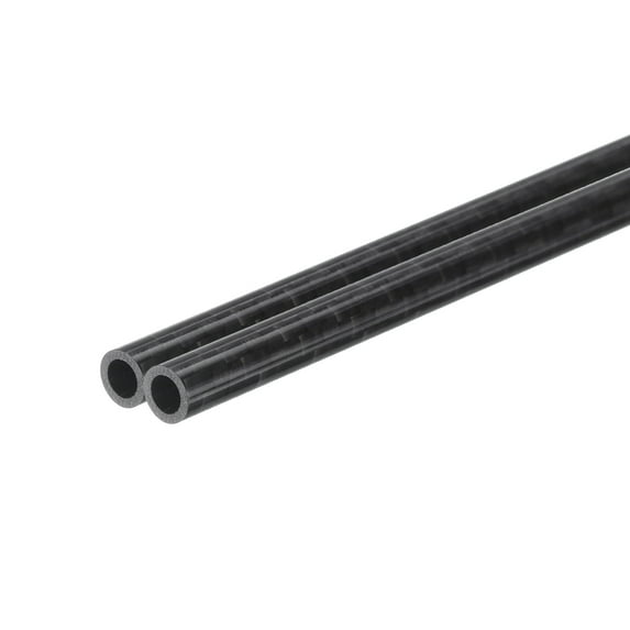 Uxcell 2Pcs Carbon Fiber Tubes 4 x 6 x 500mm Glossy Surface Rod 3K Roll Wrapped Round Tubing for RC Plane