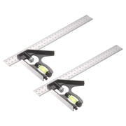 Uxcell 2Pcs Combination Square Ruler 12" / 300mm Metric Stainless Steel Carpenter Combo Square Metal Woodworking Measure Tools with Bubble Level for Metalworking and Carpentry, Silver