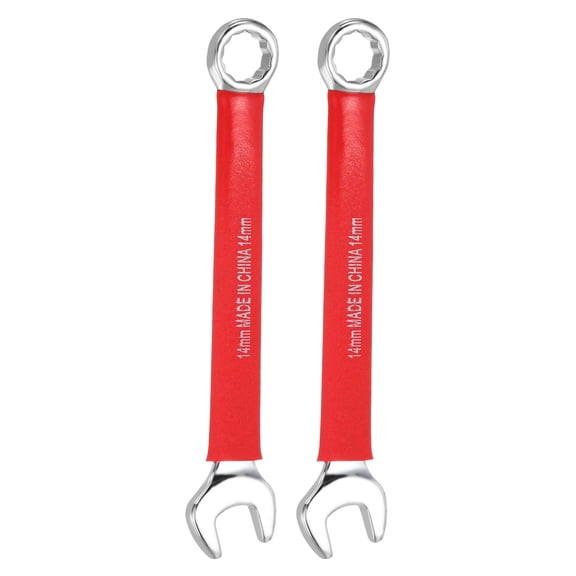 Uxcell 2Pcs Combination Wrench 14mm Metric Open End 10-Degree Offset 12-Point Box End Double Ended Wrenches Spanners Tools for Household Automotive Machinery DIY Repair