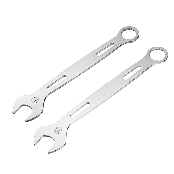 Uxcell 2Pcs Combination Wrench 21mm/23mm Metric Super Thin 12-Point Box and Open End Chrome Vanadium Steel Double Ended Spanner Tool for Automotive Furniture Machinery DIY Repair, Silver