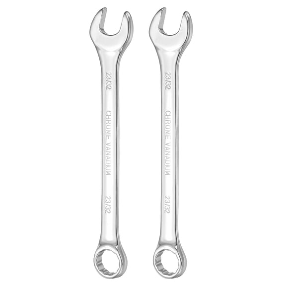 Uxcell 2Pcs Combination Wrench 23/32" Open End 10-Degree Offset 12-Point Box End Double Ended Wrenches Spanners Tools for Household Automotive Machinery DIY Repair