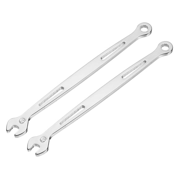 Uxcell 2Pcs Combination Wrench 4mm Metric Super Thin 12-Point Box and Open End Chrome Vanadium Steel Double Ended Spanner Tool for Automotive Furniture Machinery DIY Repair, Silver