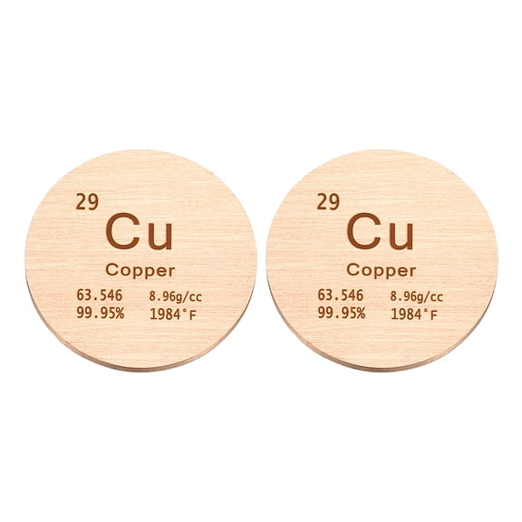 Uxcell 2Pcs Copper Disc, 1.2 inch Cu Density Circle Sheets Plates High Density Element Cube Unique Metal Periodic Table for Collections Lab Experiment Chemistry Teacher Scientific