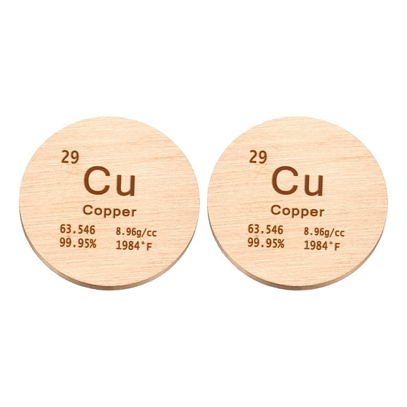 Uxcell 2Pcs Copper Disc, 1 inch Cu Density Circle Sheets Plates High Density Element Cube Unique Metal Periodic Table for Collections Lab Experiment Chemistry Teacher Scientific