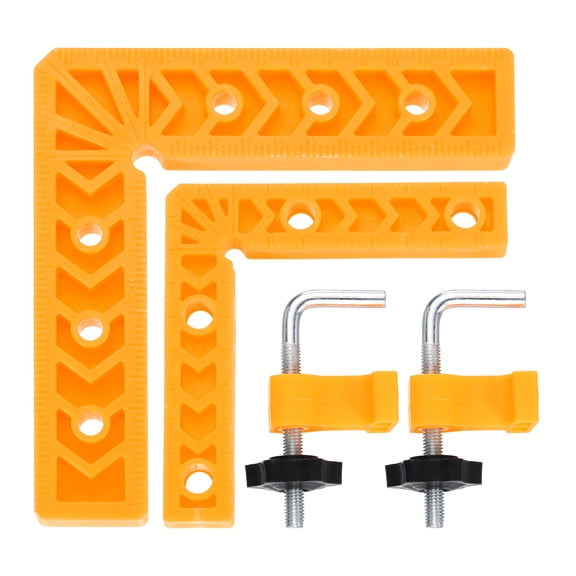 Uxcell 2Pcs Corner Clamp 90 Degree 4/6" Right Angle Clamp for Woodworking, Aluminum Alloy Positioning Square Tool for Picture Frame Box Cabinets Drawers, Yellow