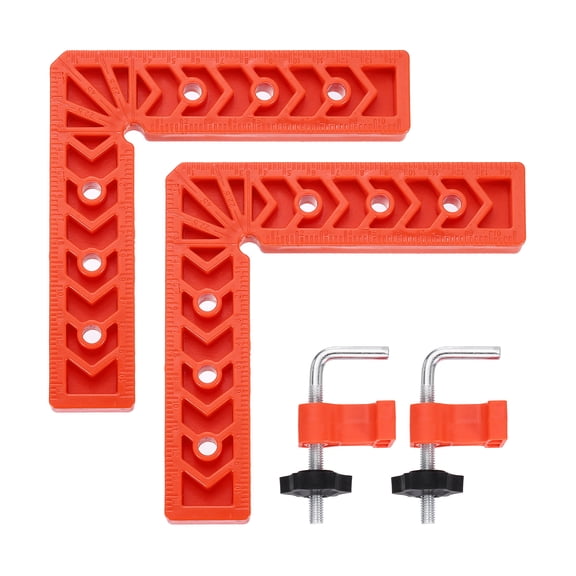Uxcell 2Pcs Corner Clamp 90 Degree 6" Right Angle Clamp Set for Woodworking, Aluminum Alloy Positioning Square Tool for Picture Frame Box Cabinets Drawers, Orange