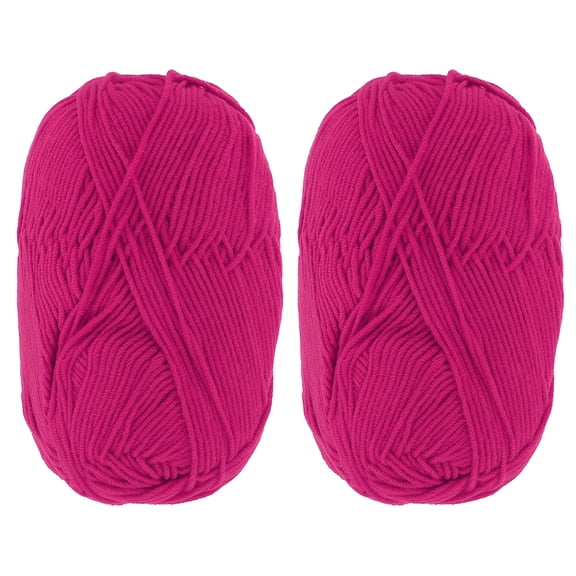 Uxcell 2Pcs Cotton Yarn 60% Cotton 40% Acrylic 1.76oz/131 Yds Rose Red 50g/120m Yarn Soft 4-Ply Milk Cotton Thread for Amigurumi Crocheting Knitting Home Decor DIY Crafts