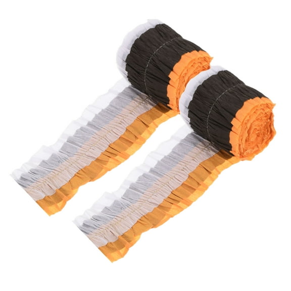 Uxcell 2Pcs Crepe Paper Streamers, 9.84ft Decoration Paper White, Orange,Black