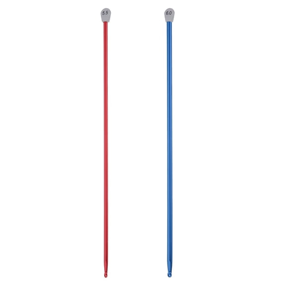 Uxcell 2Pcs Crochet Hooks 5.5mm/6.0mm (US Size I/J) 14" Extra Long Tunisian Afghan Aluminum Knitting Needles Ergonomic Yarn Crocheting Hook Set for Beginner Crocheter Knitter Red/Blue