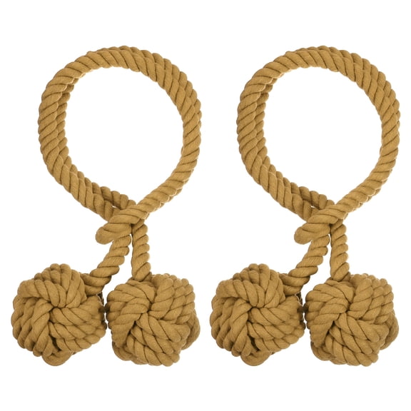 Uxcell 2Pcs Curtain Tiebacks Rope with Double Ball for Indoor/Outdoor Curtains, Brown