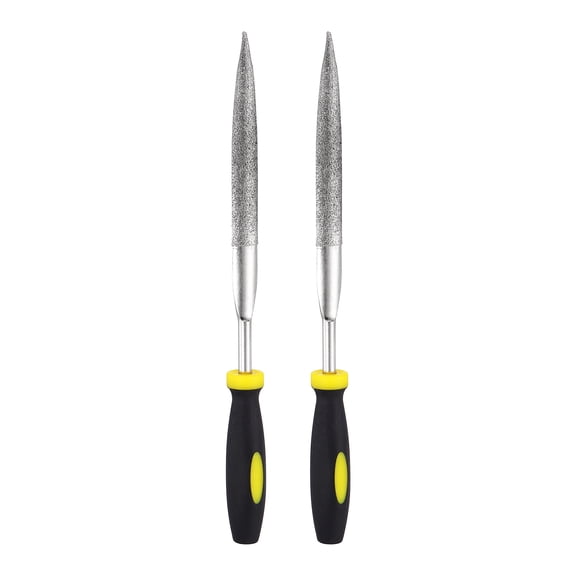 Uxcell 2Pcs Diamond File 5 x 175mm 120 Grit Diamond Needle Half Round Files for Metal Glass Wood Stone Grinding Polishing Engraving