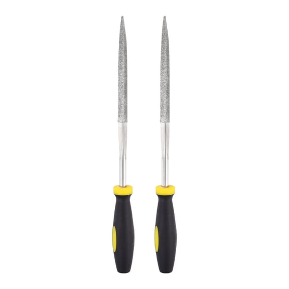 Uxcell 2Pcs Diamond File 5 x 175mm 120 Grit Diamond Needle Triangular Files for Metal Glass Wood Stone Grinding Polishing Engraving