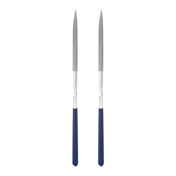 Uxcell 2Pcs Diamond File 5 x 180mm 100 Grit Diamond Needle Silver Files for Metal Glass Wood Stone Grinding Polishing Engraving, Triangular