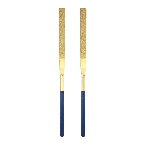 Uxcell 2Pcs Diamond File 5 x 180mm 120 Grit Diamond Needle Gold Files for Metal Glass Wood Stone Grinding Polishing Engraving, Narrow Flat