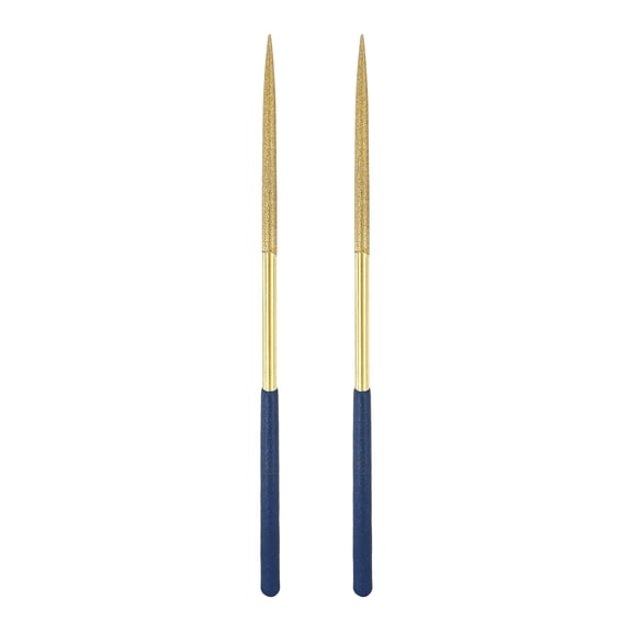 Uxcell 2Pcs Diamond File 5 x 180mm 120 Grit Diamond Needle Gold Files for Metal Glass Wood Stone Grinding Polishing Engraving, Round