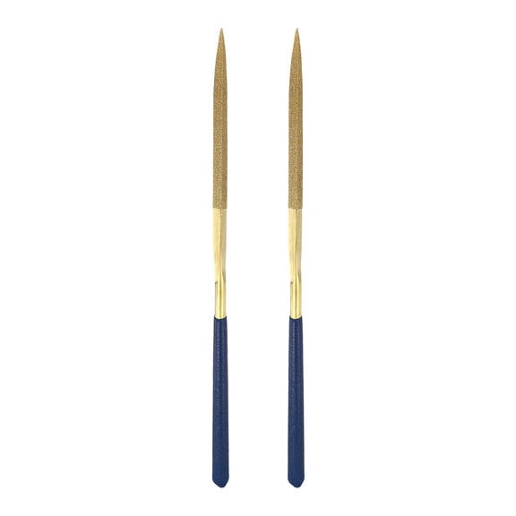 Uxcell 2Pcs Diamond File 5 x 180mm 120 Grit Diamond Needle Gold Files for Metal Glass Wood Stone Grinding Polishing Engraving, Triangular