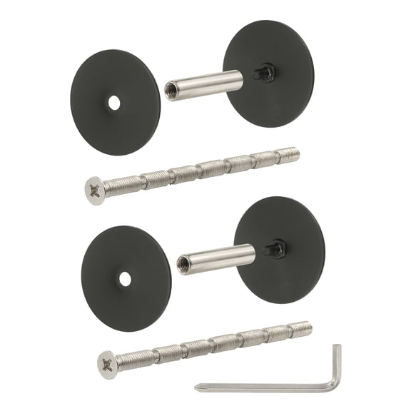 Uxcell 2Pcs Door Hole Cover Plate, (Black) Stainless Steel Deadbolt Cover Plate Door Knob Hole Filler Plates with 3.54" Connecting Screws, Suit for - 1-3/4" Holes/Door/Cabinet/Wall