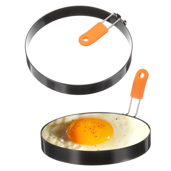 Uxcell 2Pcs Egg Rings 6" Stainless Steel Nonstick Pancake Cooking Ring with Silicone Handle for Griddle Frying Eggs Sandwich Omelets Breakfast