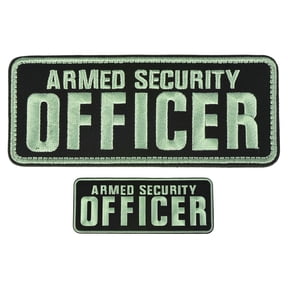 Uxcell 2Pcs Embroidery Officer Patch Officer Hook and Loop Patch for Vest Jacket Uniform Hat Large and Small 2