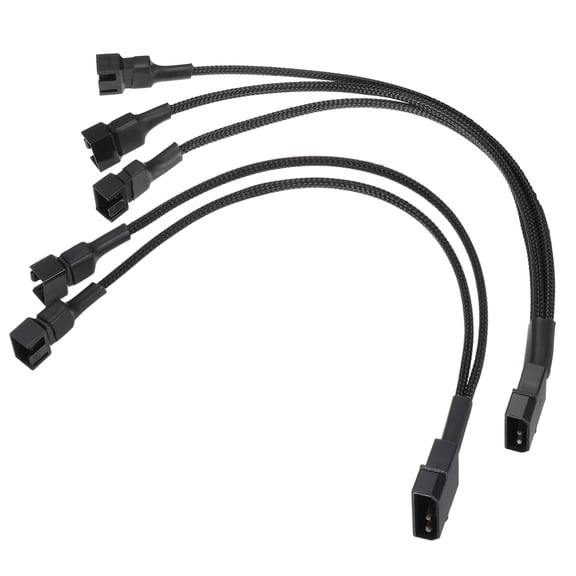 Uxcell 2Pcs Fan Splitter Cable (4 Pin 1 to 3 Ways, 1 to 2 Ways, 10.6 Inch / 27cm) - Black Sleeved Braided Fan Power Extension Adapter Cable for Computer Case Cooling Fans