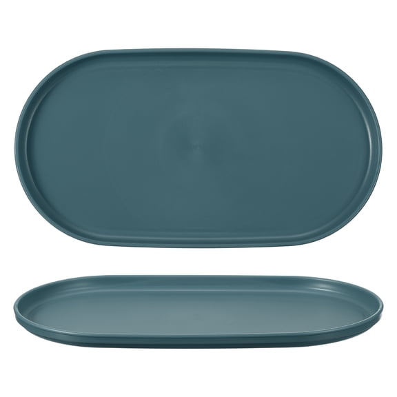 Uxcell 2Pcs Fast Food Serving Trays, 12x6.6" Oval Reusable Restaurant Serving Trays for Kitchen Restaurant Coffee Fruit Burger Lunch Dessert, Dark Blue