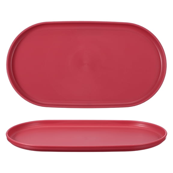 Uxcell 2Pcs Fast Food Serving Trays, 12x6.6" Oval Reusable Restaurant Serving Trays for Kitchen Restaurant Coffee Fruit Burger Lunch Dessert, Rose Red