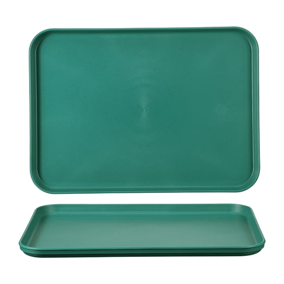 Uxcell 2Pcs Fast Food Serving Trays, 12x8.7" Rectangular Reusable Restaurant Serving Trays for Kitchen Restaurant Coffee Fruit Burger Lunch Dessert, Dark Green