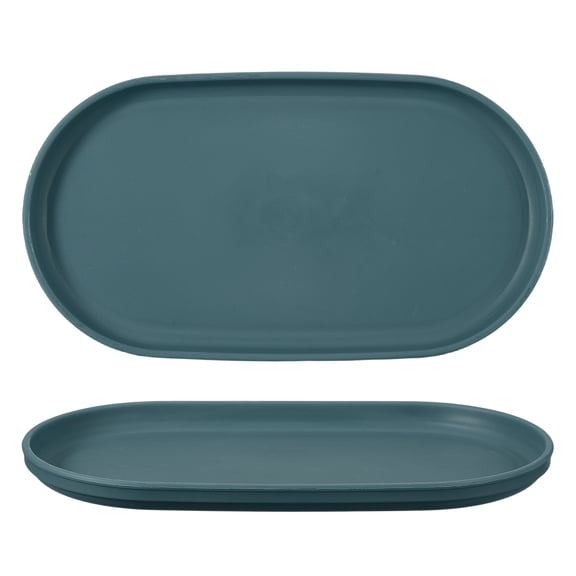 Uxcell 2Pcs Fast Food Serving Trays, 9.4x5.1" Oval Reusable Restaurant Serving Trays for Kitchen Restaurant Coffee Fruit Burger Lunch Dessert, Dark Blue