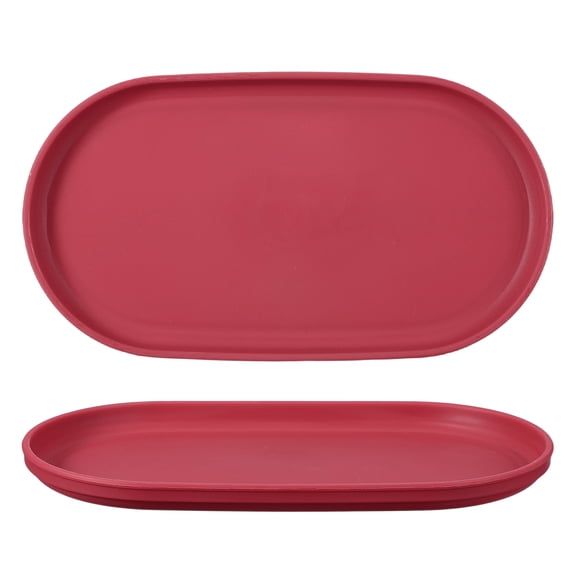 Uxcell 2Pcs Fast Food Serving Trays, 9.4x5.1" Oval Reusable Restaurant Serving Trays for Kitchen Restaurant Coffee Fruit Burger Lunch Dessert, Rose Red