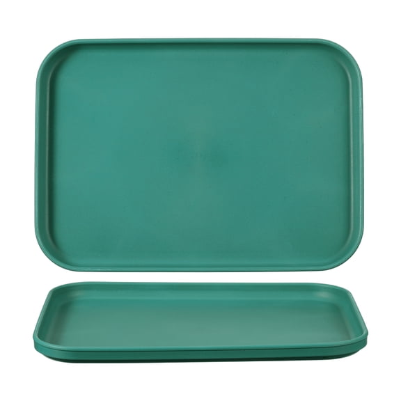 Uxcell 2Pcs Fast Food Serving Trays, 9.4x6.8" Rectangular Reusable Restaurant Serving Trays for Kitchen Restaurant Coffee Fruit Burger Lunch Dessert, Dark Green