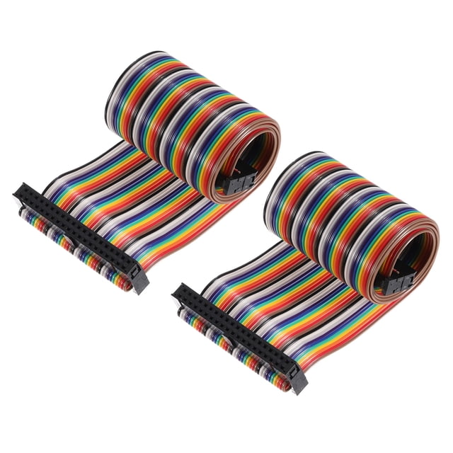 Uxcell 2Pcs Flat Ribbon Cable 2.54mm Pitch 40 Pin Type-C Rainbow IDC ...