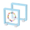 thumbnail image 1 of Uxcell 2Pcs Floating Display Case, 4.3 Inch Plastic Challenge Coin Display Stand Holder Frames Transparent PE Jewelry Storage Box for Necklace Medal Medallion Stamps, Light Blue/White, 1 of 6