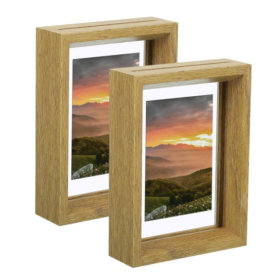 Uxcell 2Pcs Floating Frame, 4 x 6 Inch Wood Picture Frame for Pressed Flowers